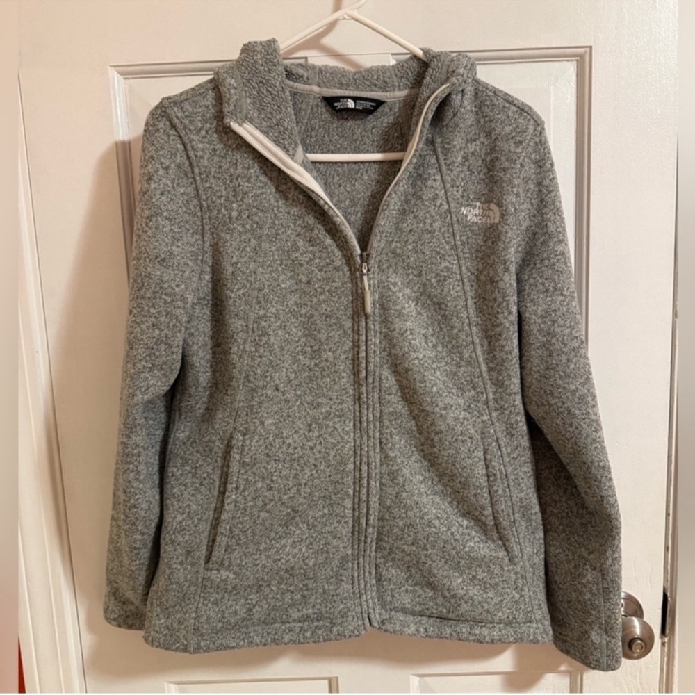 The North Face Heather Gray Hooded Fleece Jacket